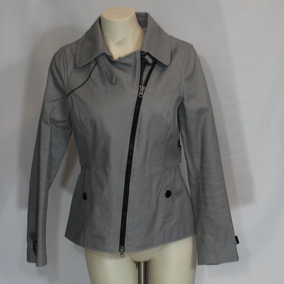 Soya & Kio Women Moto Jacket Gray Zip Up  Cotton Lined Long Sleeves size Medium - Picture 1 of 7